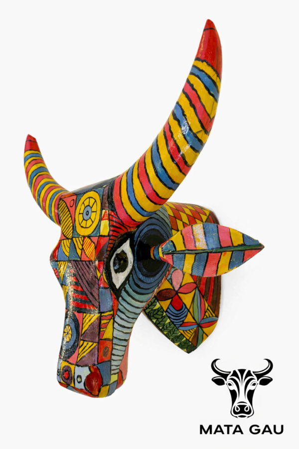 Cow face sculpture for sale: Wooden wall art hand painted