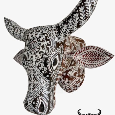 Cow head decor for sale: Wooden wall art sculpture hand painted