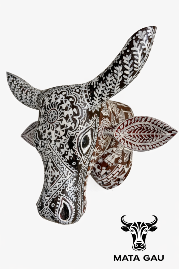 Cow head decor for sale: Wooden wall art sculpture hand painted