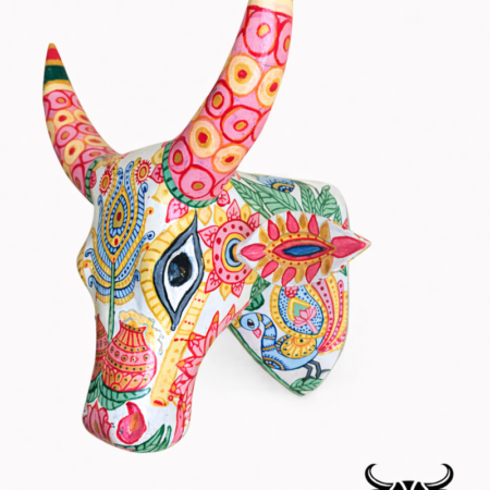 Cow head wall decor vastu wooden art statue