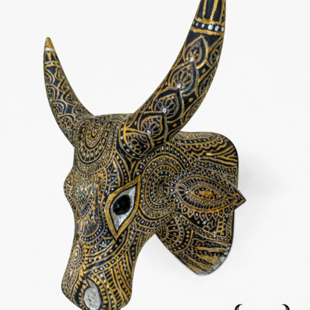 Cow wall head hanging wooden sculpture for sale