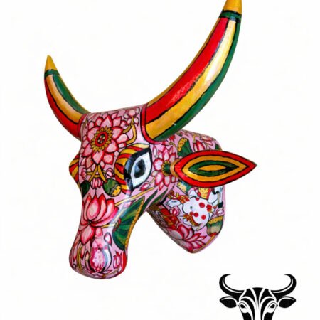 Cow head art wooden statue sculpture wall hanging