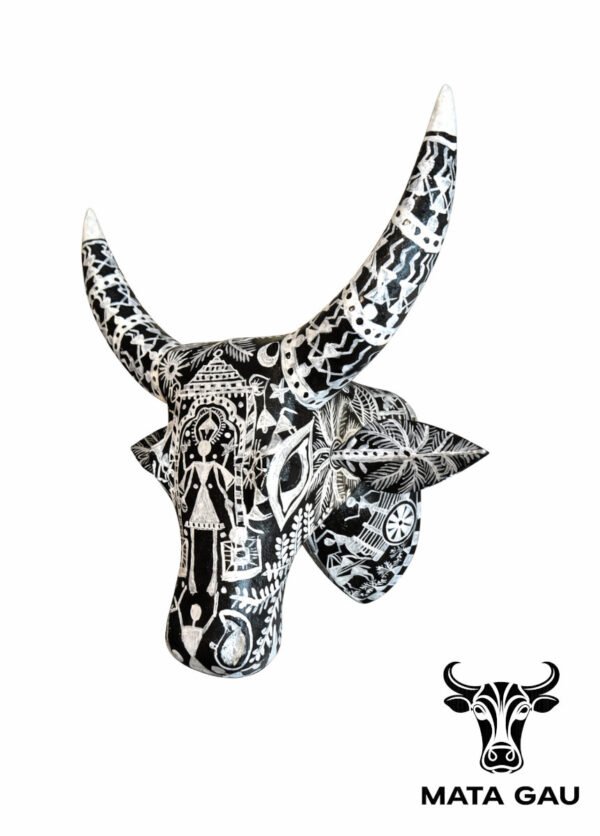 Cow head artwork wall mount wooden statue sculpture