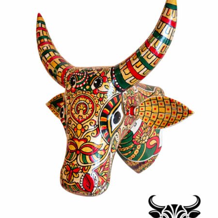 Cow statue big size wooden wall art decor piece