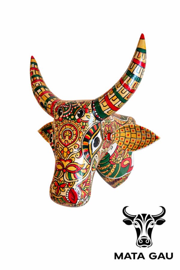 Cow statue big size wooden wall art decor piece